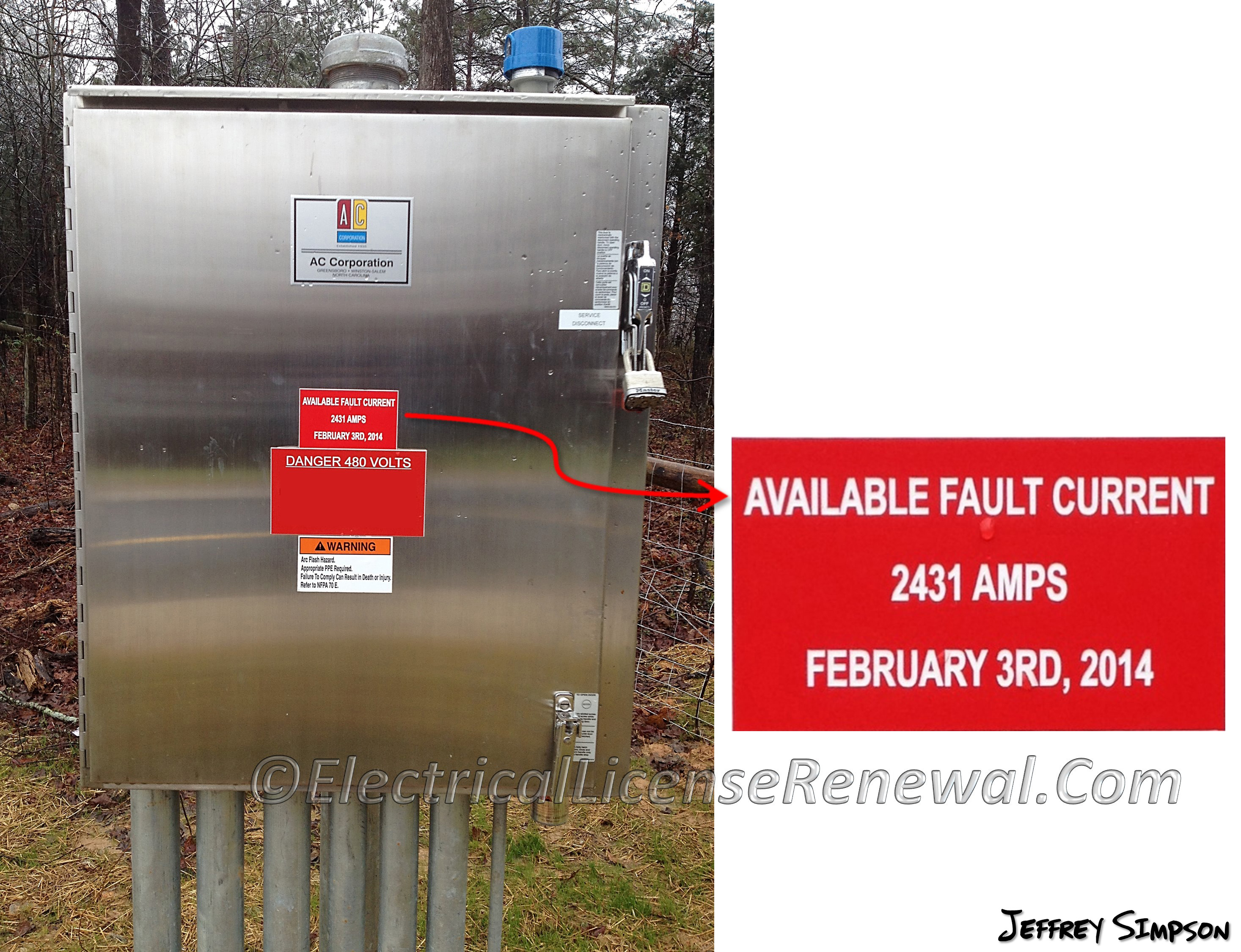 Label showing available fault current