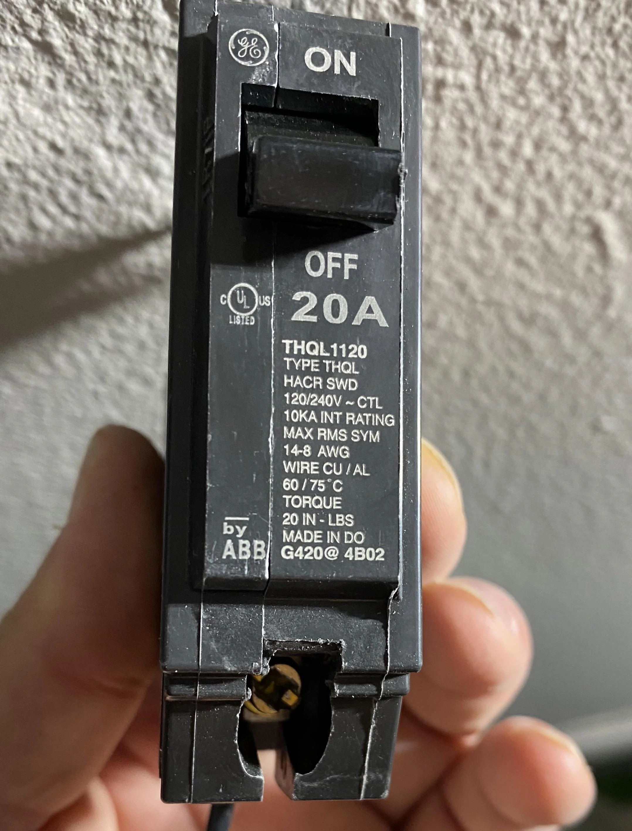 Breaker with label