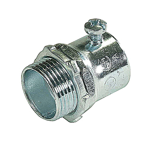 Close-up EMT set-screw fitting