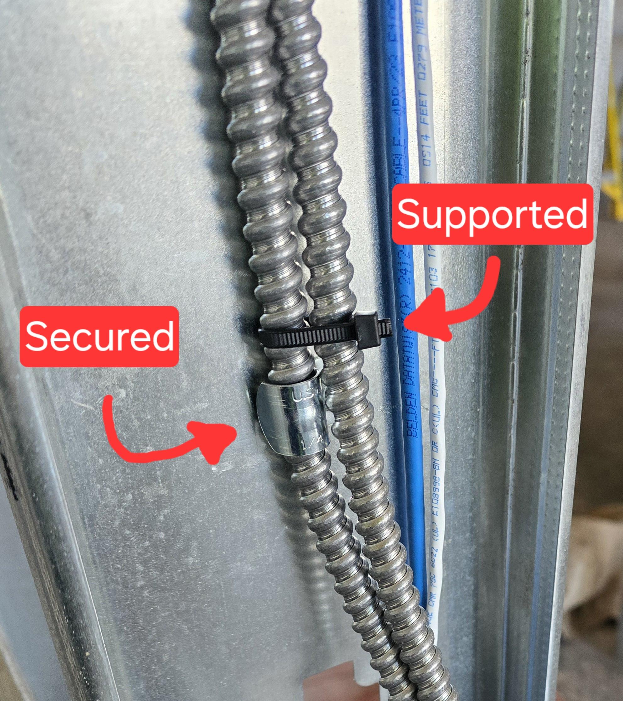 MC cable neatly strapped