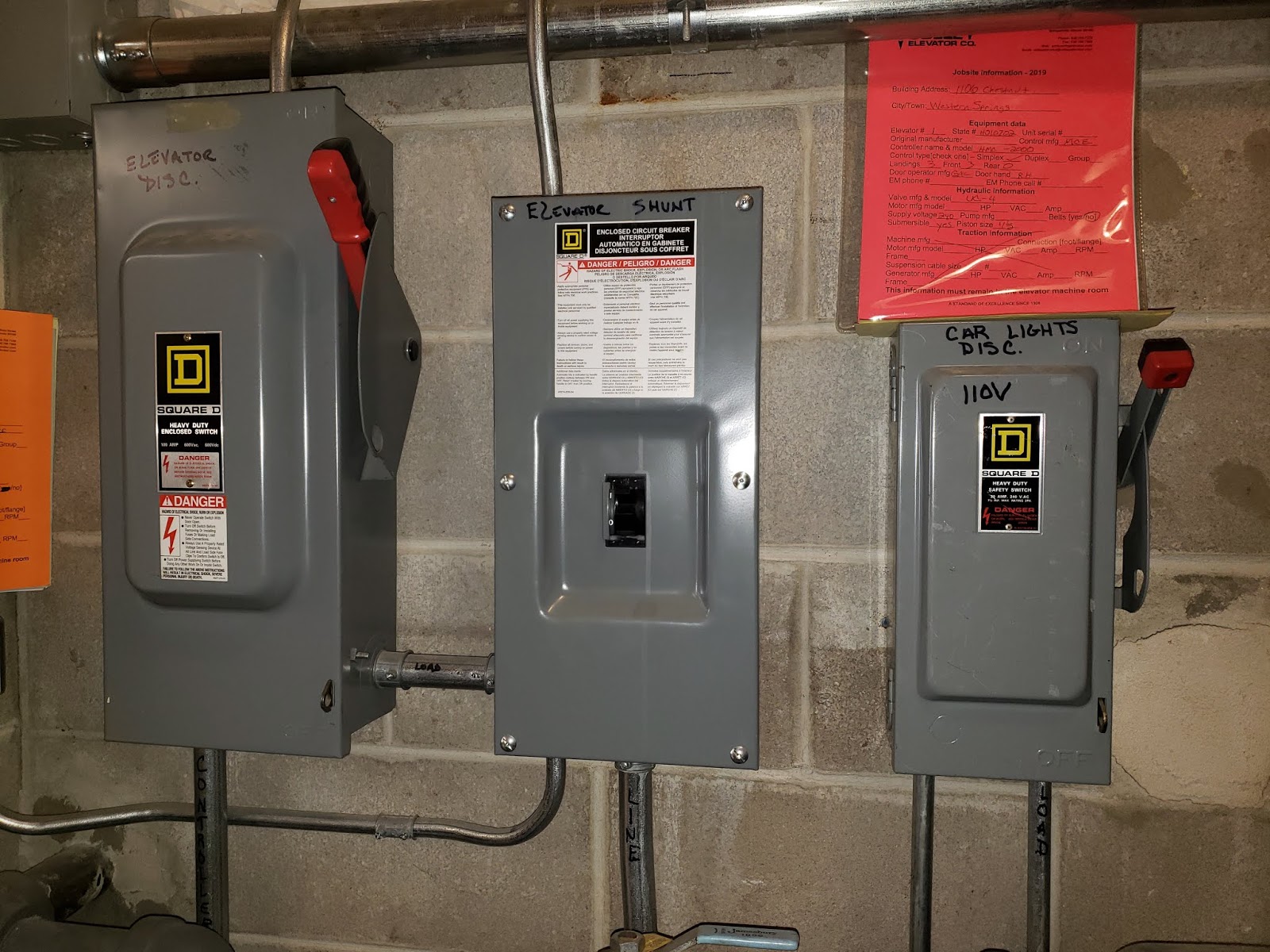 Elevator machine room disconnect