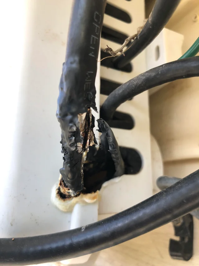 Burnt thermostat cable
